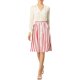 thumbnail image 5 of INSPIRE CHIC Falda a Rayas para Mujer Cintura Alta Elástica Botón Frontal Falda Midi Línea A L Roja, 5 of 8