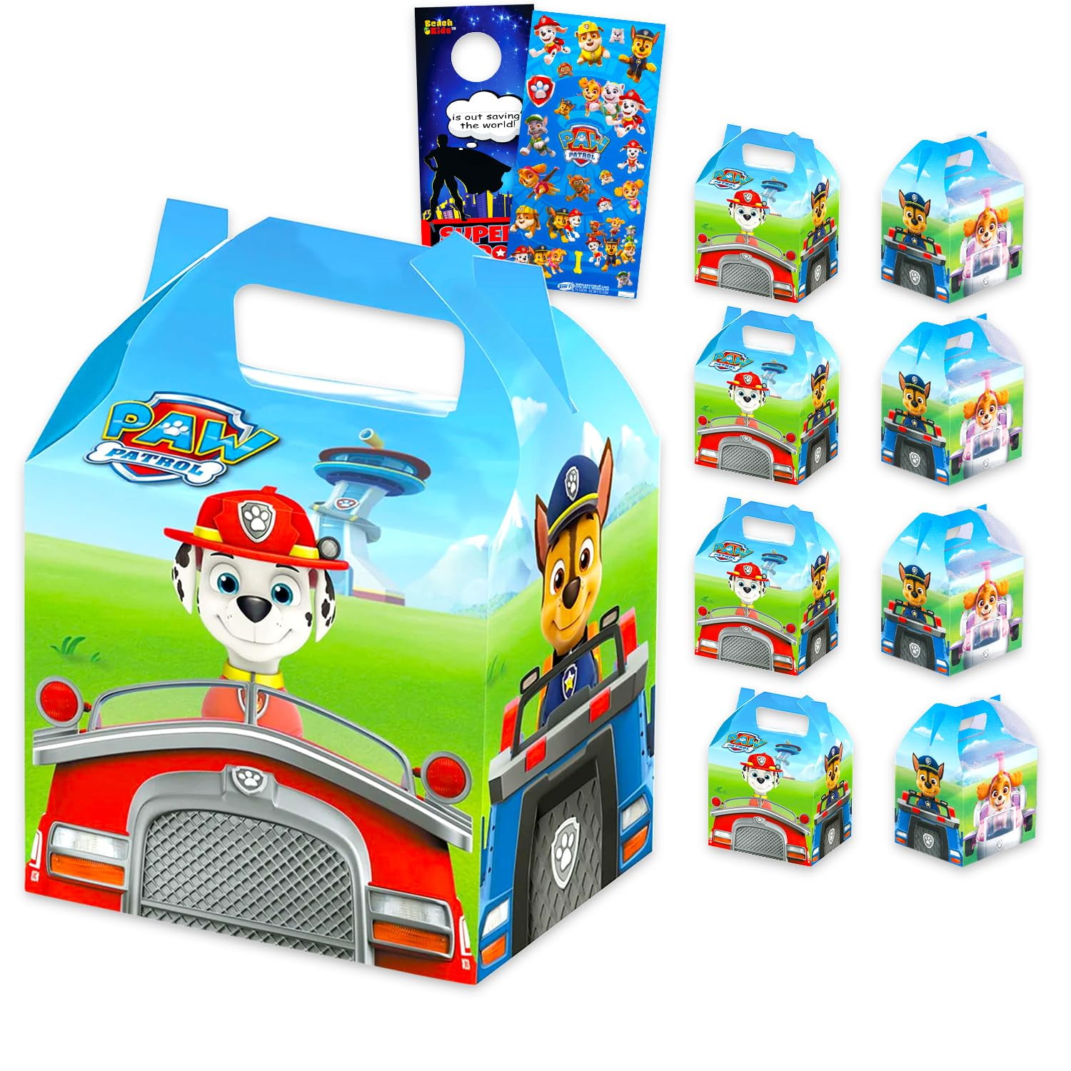 Paw Patrol - Set De Cajas De Regalo Para Celebraciones De La Patrulla Canina Con Pegatinas, 8 Unidades
