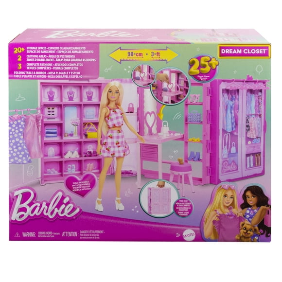 Set de Juego Barbie Clóset de los Sueños Set Juego Muñeca Accesorios 3+