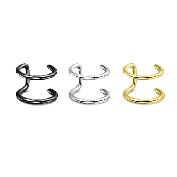 1/3/5pcs Trendy Men's No Piercing Nose Ring, Earring, Stainless Steel Lip Ring