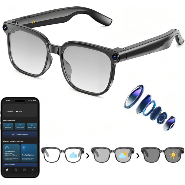 Gafas inteligentes Osawalla con cámara de 8 MP, video 1080P y lentes fotocromáticas