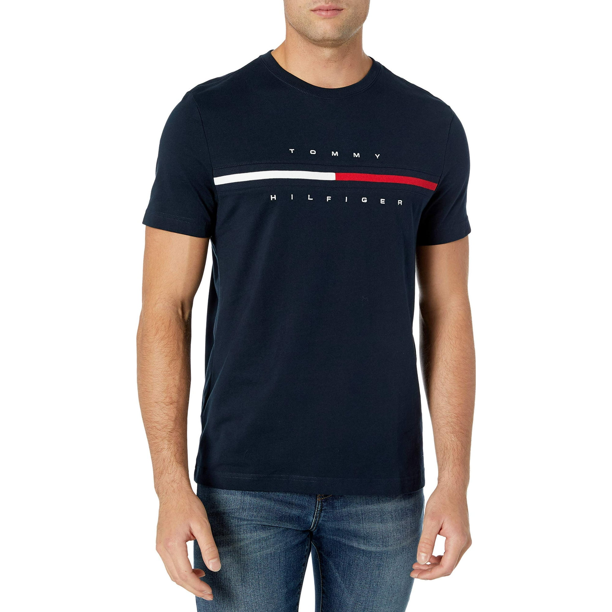 Camiseta Tommy Hilfiger De Manga Corta Con Estampado De Rayas Exclusivas Para Hombre