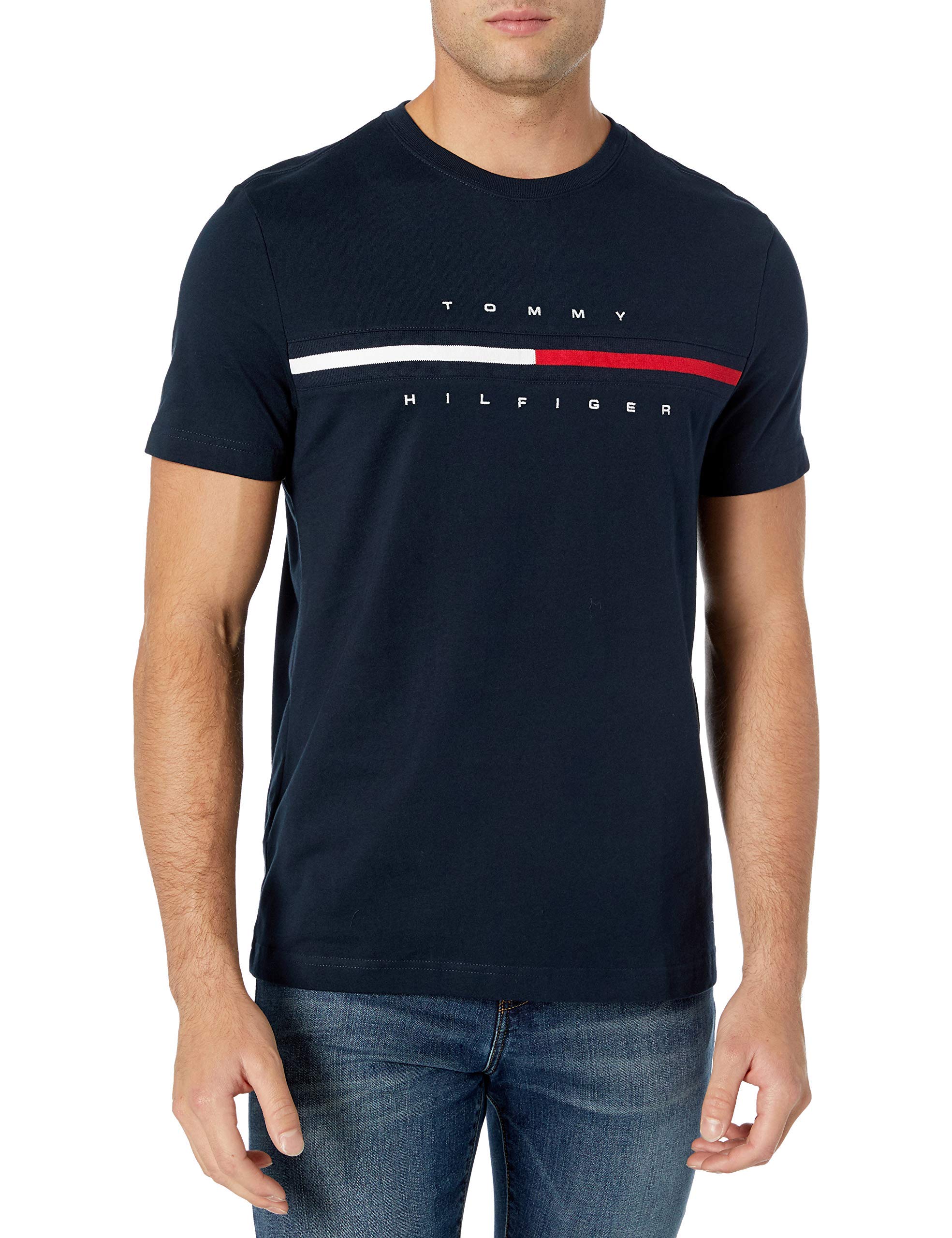 Camiseta Tommy Hilfiger Logo Manga Corta Para Hombre - Azul