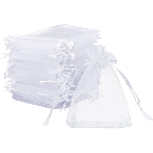 200 Bolsas de Organza para Dulces 7 x 9 cm, Bolsitas Transparentes con Cordón para Regalos de Fiestas Recuedos de Boda Bautizo Saquito para Guardar Cositas como Joyas