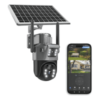 Genérico - Cámara De Seguridad Solar De Doble Pantalla Visión Completa Negro