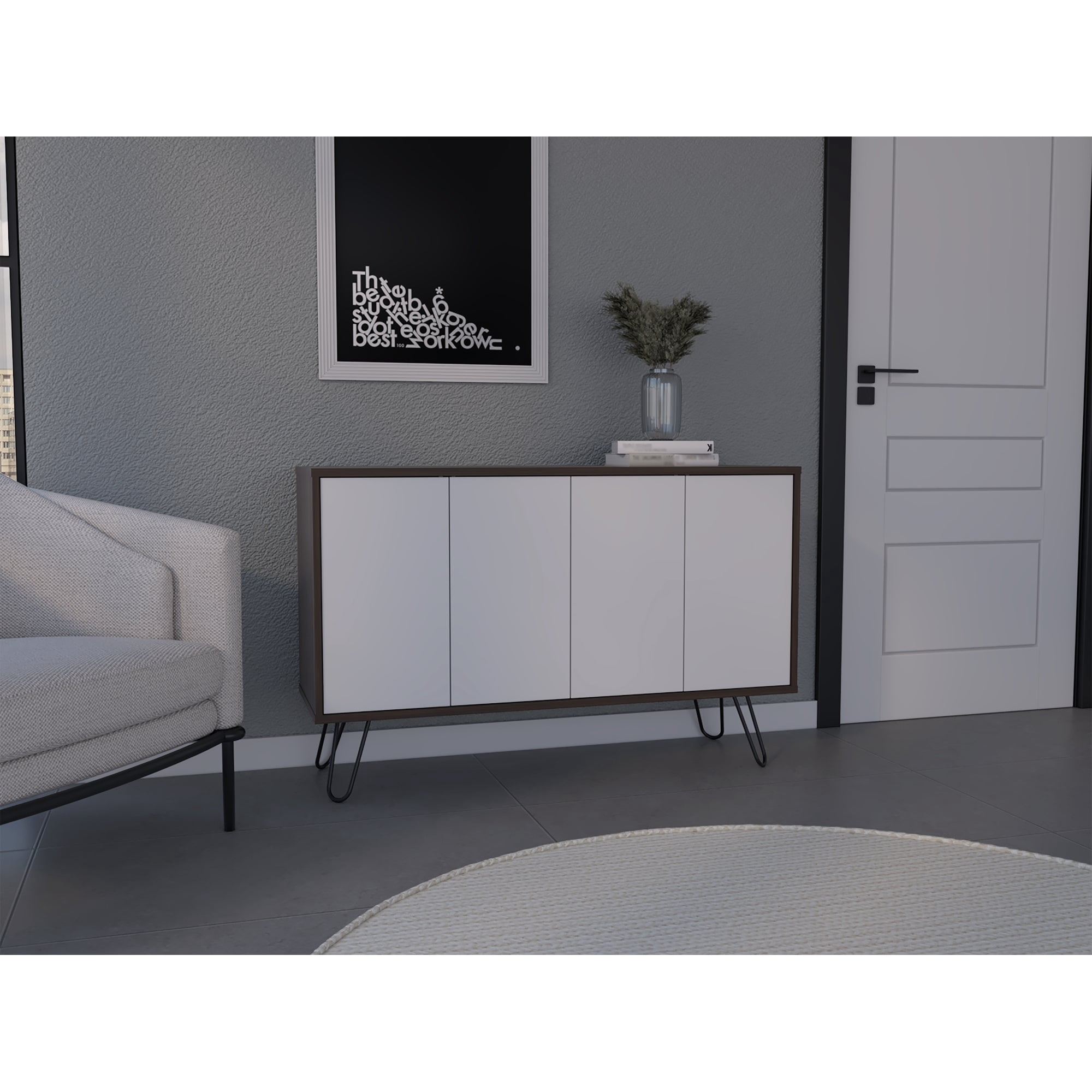 Tuhome - Buffet Vassel Café Y Blanco 75,6x117,1x38,6 Cm