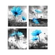 thumbnail image 1 of Cuadro De Lienzo Sin Marco De 4 Paneles Para Decoración Del Hogar De Pared Flor Azul, 1 of 5