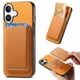 thumbnail image 4 of Funda de Cuero Magnética con Tarjetero para iPhone 16 Plus Cubierta Delgada Amarillo, 4 of 5
