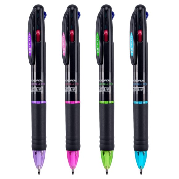 Bolígrafos Bribobo 4 en 1, 0,7 mm, multicolor, paquete de 4