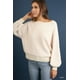 thumbnail image 1 of Suéter de Invierno Color Marfil con Cuello Barco y Mangas Abullonadas para Mujer, 1 of 9