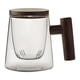 thumbnail image 1 of Taza de té de vidrio con infusor y tapa, taza de té, taza de café de vidrio con mango de madera, taza de café de boca ancha, taza de gran capacidad, 1 of 5