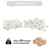 M&Ms - (Old W3163S00034) Oversized Deep Seat Luxury 2 Piece Sofa Set, 2 Pieces Of Loveseat Sofa, Modern Chenille Comfy Cloud Couches Set For Living Room Office With 4 Pillows,Diy Combination,Beige