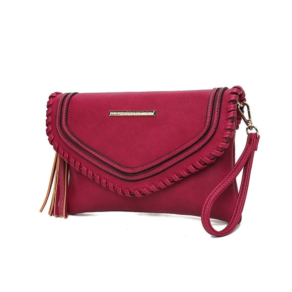 Bolso Crossbody para Mujer, MKF Collection, Bolso de Hombro de Cuero Vegano - Remi - Frambuesa