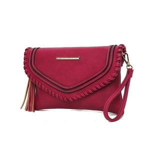 Bolso Crossbody Para Mujer, Mkf Collection, Bolso De Hombro De Cuero Vegano - Remi - Frambuesa