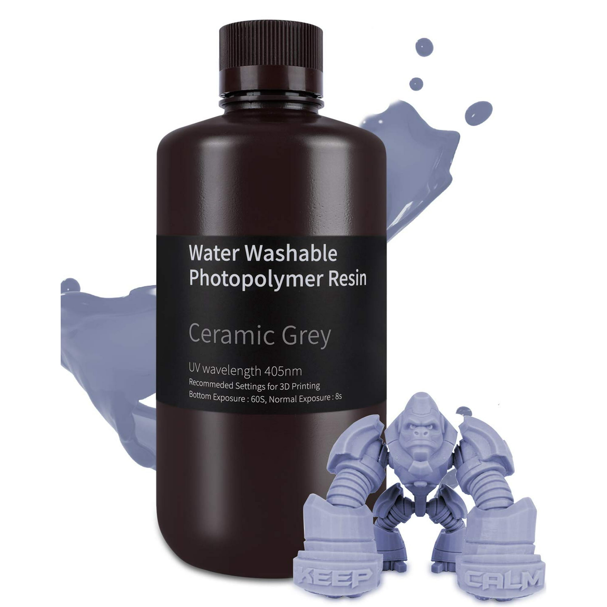 Impresora 3d De Resina Elegoo, Lavable En Agua, 405 Nm, Color Gris Curado, 1 Litro