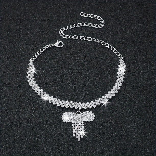 Gorgeous Heart-Shaped Pendant Chain Anklet with Sparkling Rhinestones - Perfect Gift for the Special Lady in Your Life!