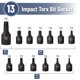 thumbnail image 2 of Juego de enchufes Bates Impact Torx Bit, 13 piezas T10-T60 1/4, 3/8 y 1/2, 2 of 6