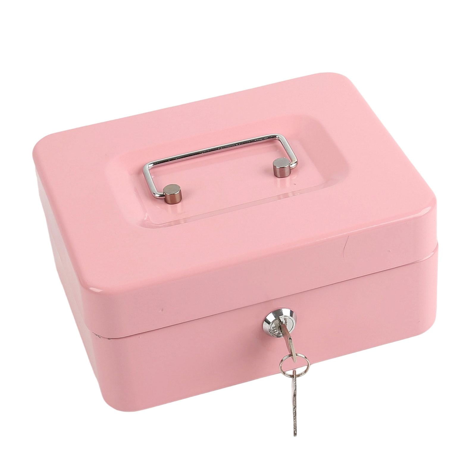 Bothyi - Caja De Metal Con Cerradura, Pequeña, Para Premios En El Aula, Para Niñas Y Niños, Color Rosa