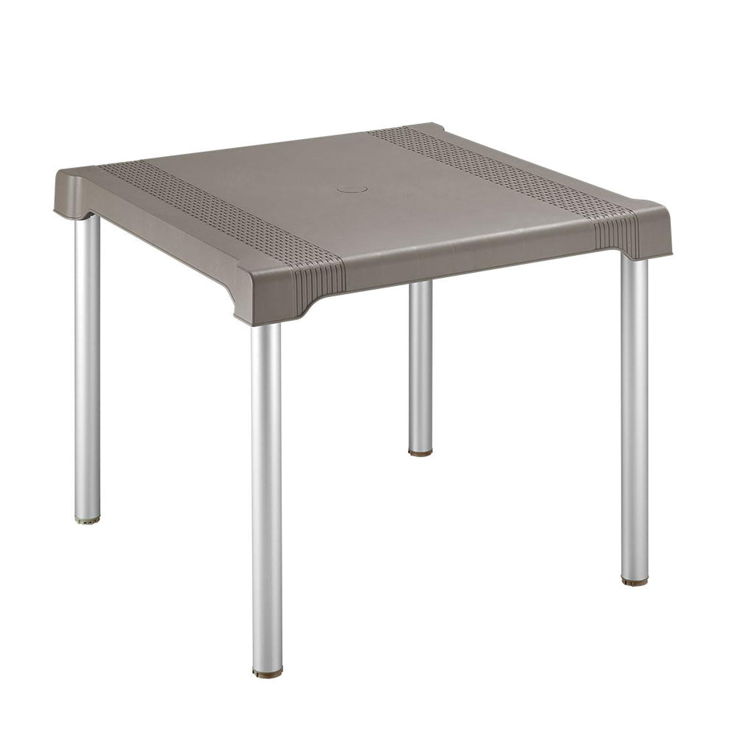Rimax - Mesa Plastico Terraza Exterior Patas Aluminio 85x85 Gris Tamaño Único