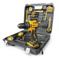 Erux - Taladro Atornillador / Percutor 21V + Set De Herramientas Amarillo 50Hz