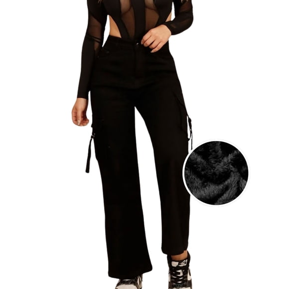 Jeans Cargo Negro Polar Mujer J9880