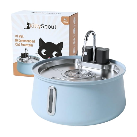 Fuente de Agua para Gatos KittySpout 4 L Acero Inoxidable Sin Cable