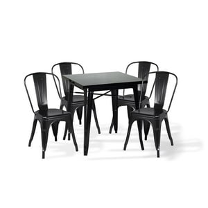 Klik Muebles - Comedor Mesa Tolix 80X80 Cm + 4 Sillas Tolix Negras