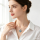 thumbnail image 5 of Collar con Dije de Corazón Dolphin Plateado para Mujer, Collar de Cristal de Corazón Azul con Diamantes de Imitación, Regalo de Joyería con Temática Oceánica para Mujer, 5 of 9