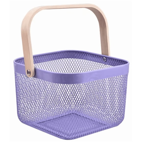Canasto Organizador con Mango Madera de Bambú - Lila
