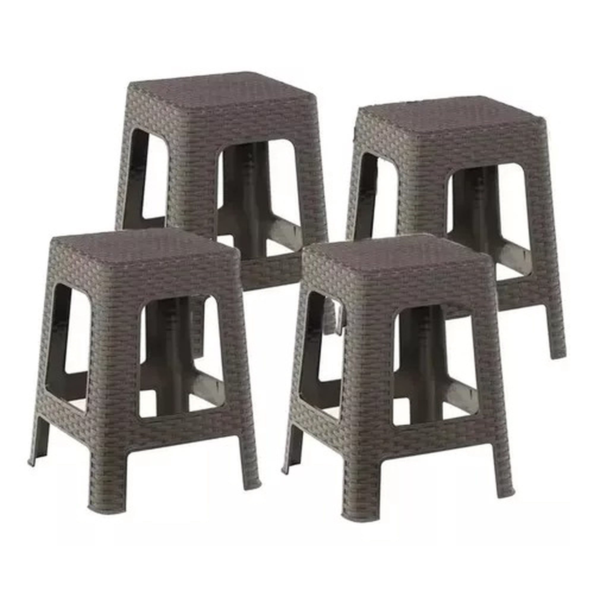 Wenco - Pack De 4 Unidades De Piso Banquito Rattan Simil