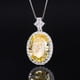 thumbnail image 5 of 3 Pzas Encantadores Juegos de Joyería Nupcial Ovalada Amarilla para Boda Collar Colgante de Plata Esterlina con Circonia Cúbica Aretes Colgantes y Anillos Talla 5-9 Ideal para Esposa Mujeres Juego, 5 of 9