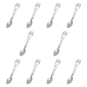 Ioensy - 10 Piezas De Cuchillo Tenedor/Tenedor Multifuncional Para Acampar, Para Picnic, Senderismo Al Aire Libre, Plateado