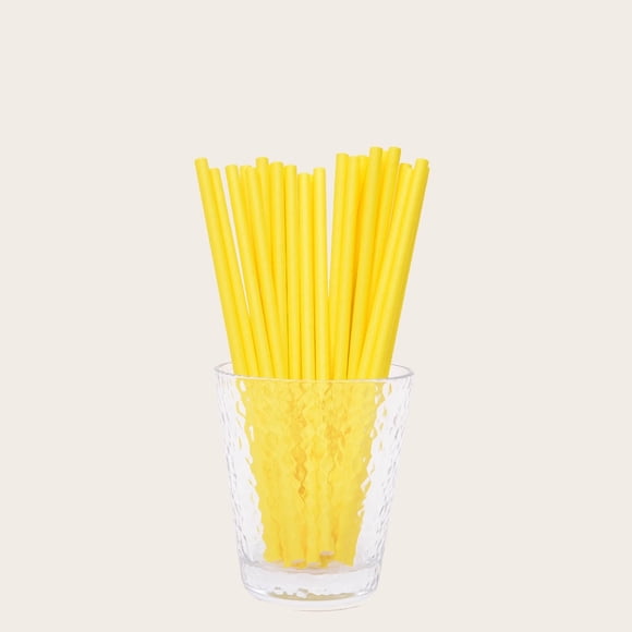 XmhyTop Popotes de Plástico 200 Unidades 0.6x19cm Amarillo Duraderos y Ligeros para Bebidas Frías y Calientes