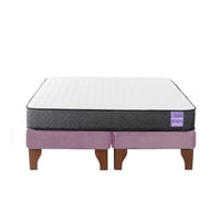 5° Sueño - Cama Europea 2 Plazas 150X190 Cm Base Colchón Madera Rosado