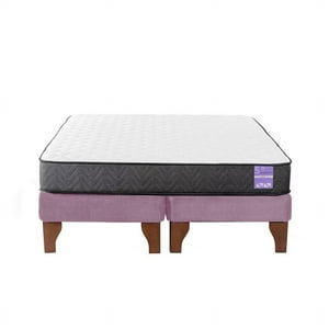 5° Sueño - Cama Europea 2 Plazas 150X190 Cm Base Colchón Madera Rosado
