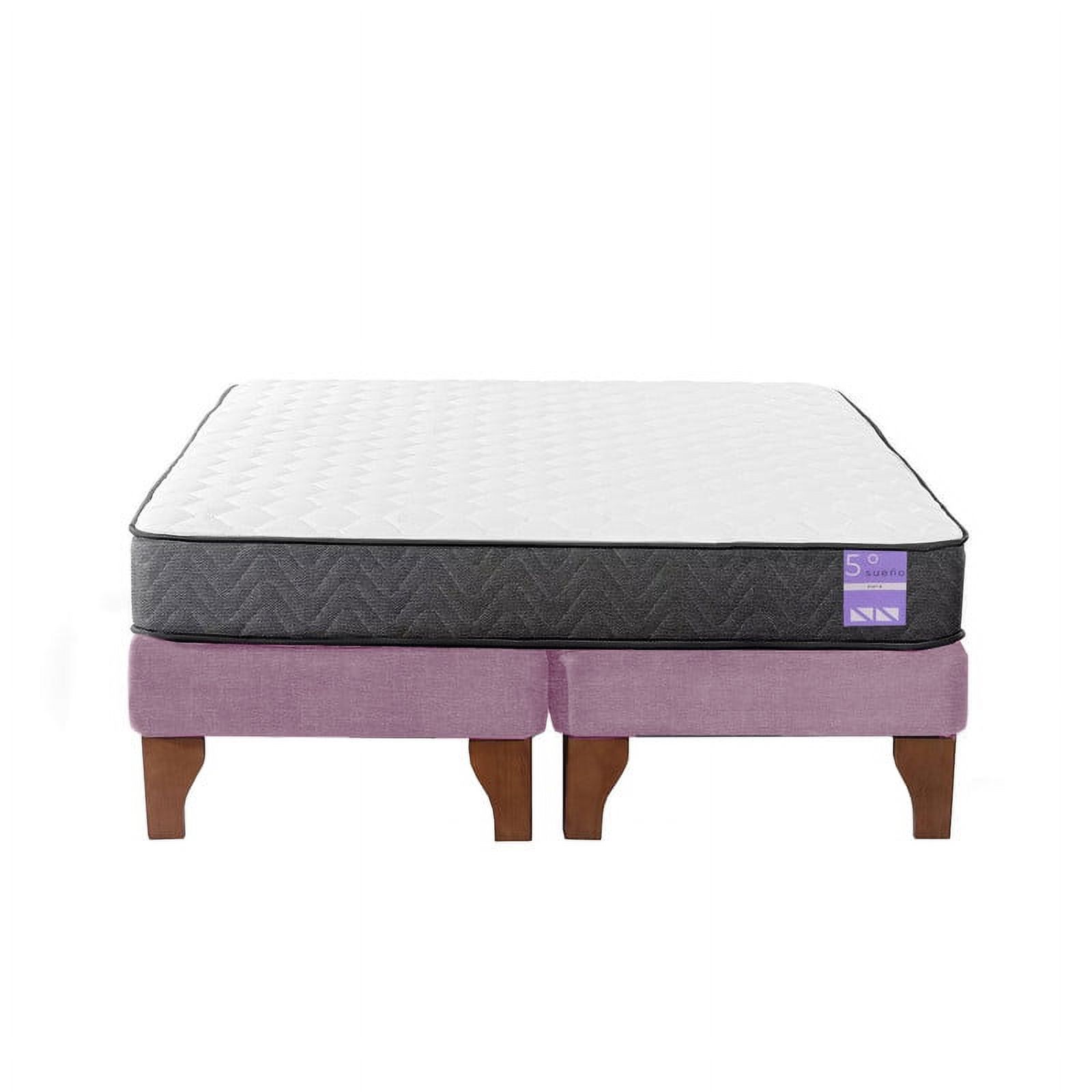 5° Sueño - Cama Europea 2 Plazas 150X190 Cm Base Colchón Madera Rosado