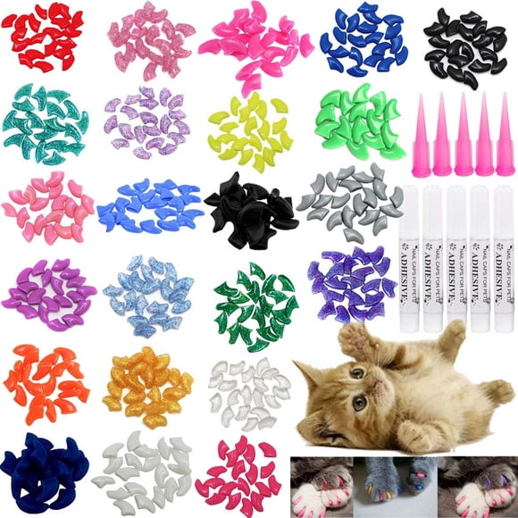 Capuchones para uñas para gatos VICTHY, 100 piezas, aplicadores de pegamento, kit XS para gatitos