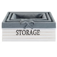 Vgo - Set De 3 Canastos Rectangulares Madera Can192428 Blc