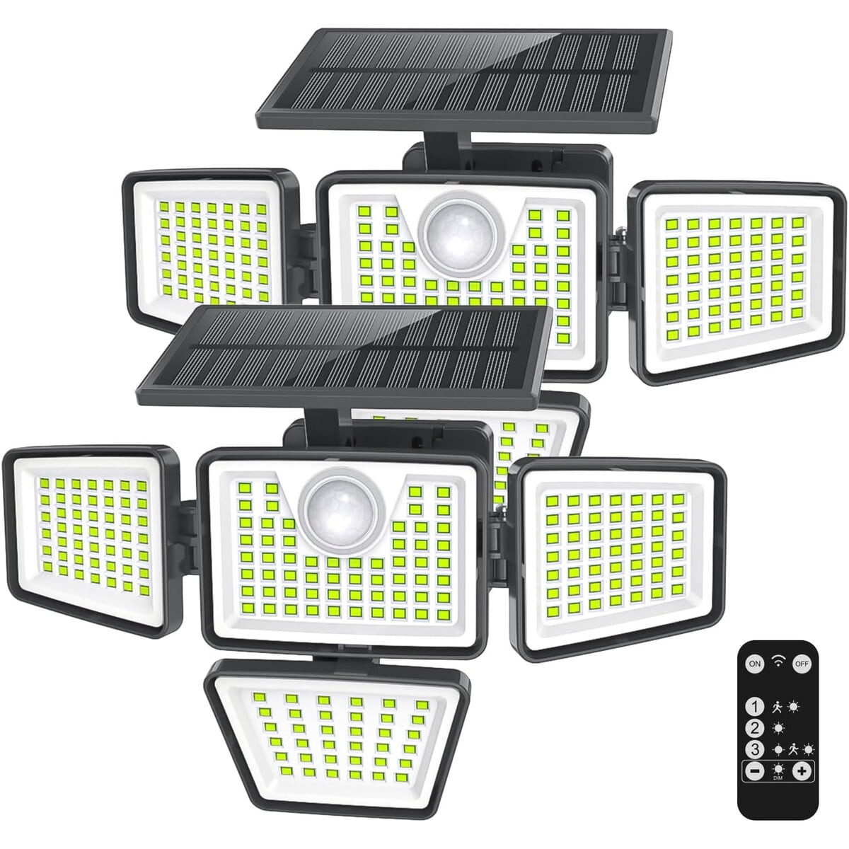 Luz Solar Exterior Daphino 3000lm 4 Focos Sensor Movimiento