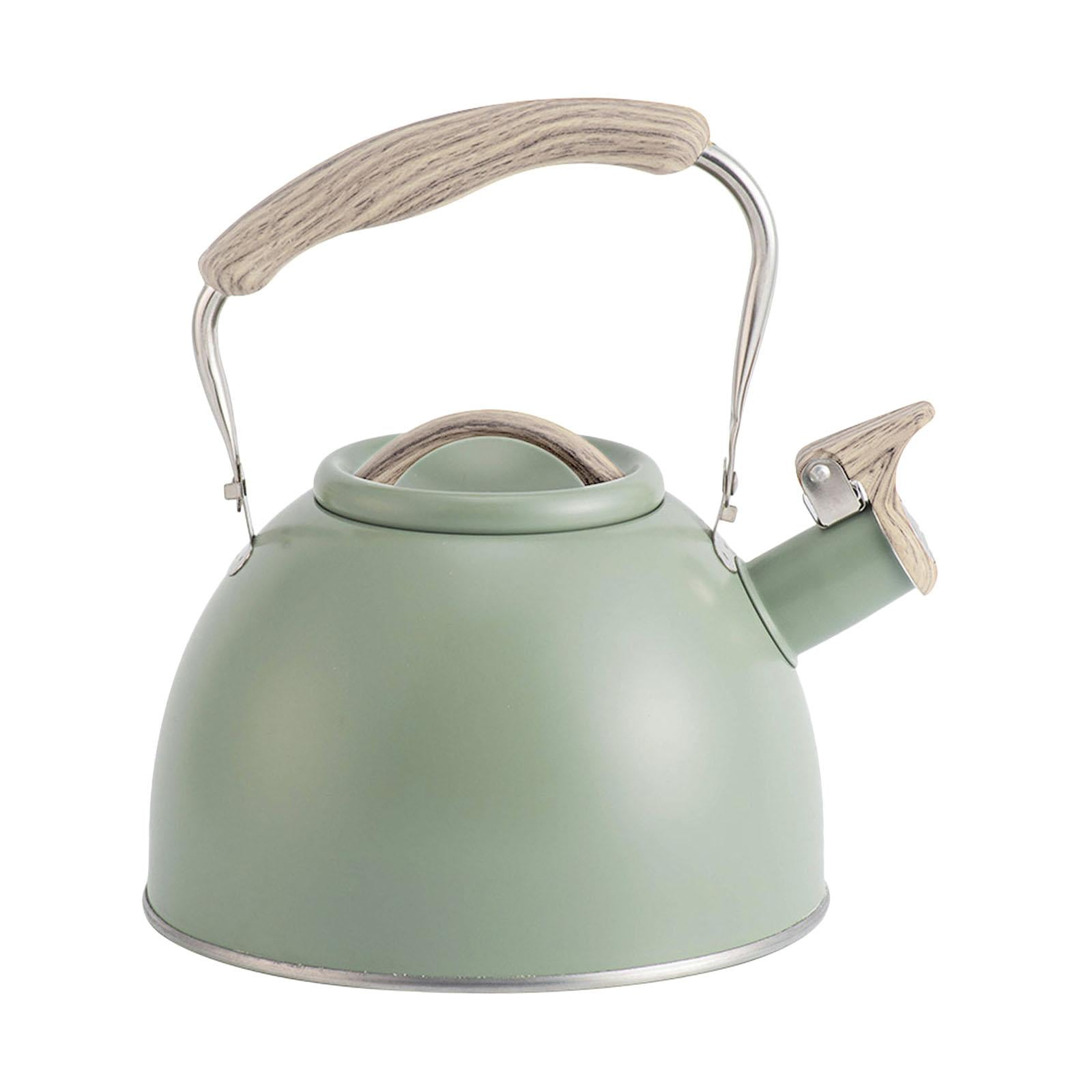 Magideal - Hervidor Silbante Hervidor De Sonido Hervidor De Tetera De Viaje Con Mango De Madera Para Hervir Agua Para El Té , Verde Claro