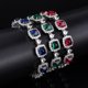thumbnail image 2 of Pulseras de Graduación de Plata Esterlina 925 para Mujer 8 X 8 Mm Corte Sug-loaf CZ Diamante Simulado Rojo Azul Verde Cadena de Pulsera Aniversario Boda San Valentín Joyería para Ella, 2 of 5