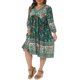 thumbnail image 4 of Agnes Orinda Vestido de Verano Talla Grande para Mujeres Escuela Universidad Casual Bohemio Floral Cuello en V Manga 3/4 Midi Corto Vestido de Playa 4X Verde Oscuro, 4 of 6