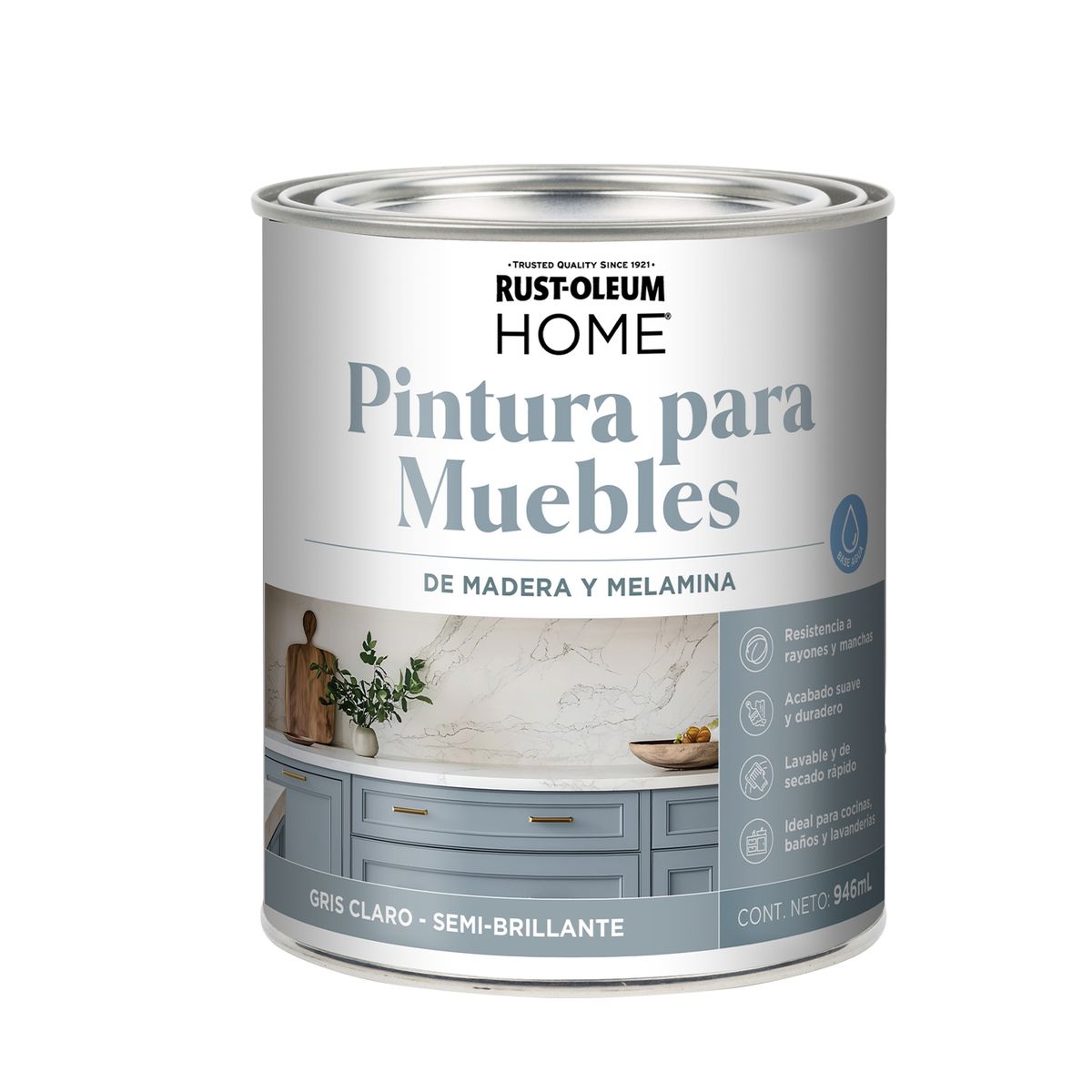 Rust-Oleum - Pintura Para Muebles Gris Claro Semi Brillante 946 M