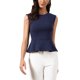 thumbnail image 1 of INSPIRE CHIC Chaleco Peplum para Mujer Elegante Sin Mangas Cuello Redondo Dobladillo Acampanado Blusas de Oficina M Azul Marino, 1 of 6
