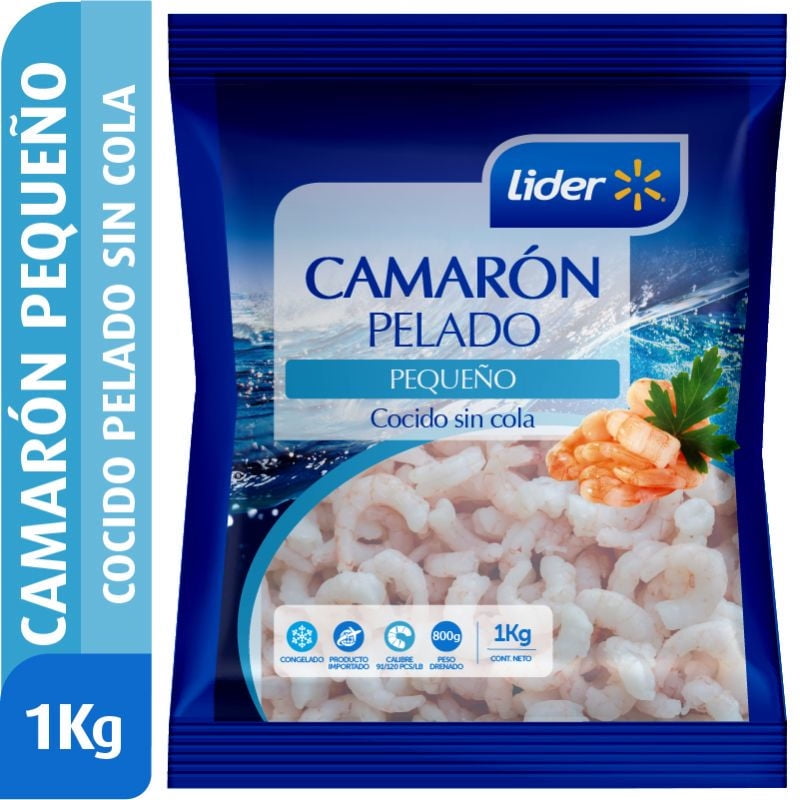 Camarón Pequeño Pelado Sin Cola Cocido 1 kg Lider
