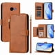 thumbnail image 1 of Funda tipo cartera para Samsung Galaxy A3 2017 con bolsillo con cremallera, tarjetero, soporte, correa para la muñeca y tapa de cuero marrón, 1 of 5