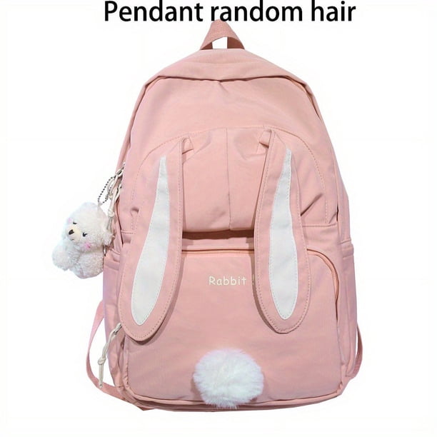 Travel in Style with our Cute and Spacious Rabbit Ear Nylon Backpack - Perfect for Bunny and Pony Lovers!