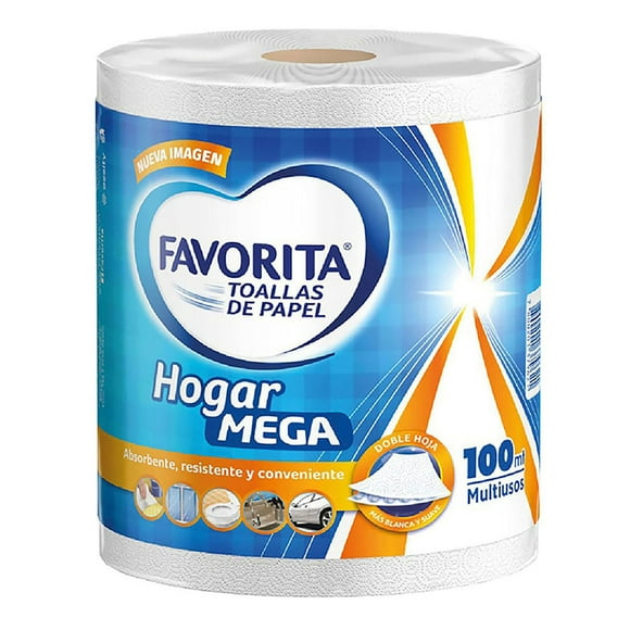 Toalla de Papel Hogar Mega Doble Hoja 100 m, 1 Un