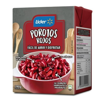 Porotos Rojos Drenado 230 G -&Nbsp; Neto 390 G Lider