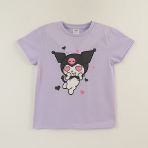 Polera Manga Corta Niña Morado Kuromi Love Hello Kitty